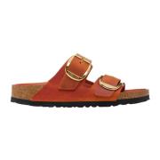 Brent Oransje Lær Sandal