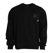 Sort Logo Sweatshirt Bomull Crew Neck