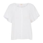 Feminin Linbluse Bright White