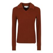 Brun Cashmere Ribbestrikket Sweater Aw24