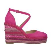 Flettet kile sandal med strass