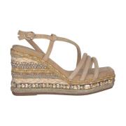 Rhinestone Wedge Sandal Braided Detail