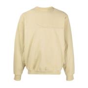 Beige Sweatshirt med Brodert Logo