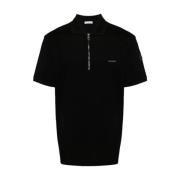 Zip-Up Polo Shirt i Svart