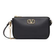 Svart Skinn Crossbody Veske