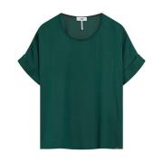 Elegant Viscose Bluse med Korte Ermer