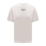 Hvit Crew-neck T-skjorte med pillogo