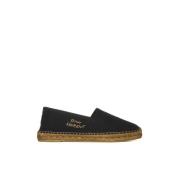 Svarte broderte logo-espadrillos