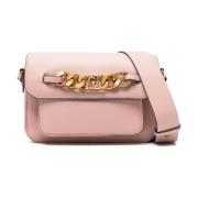 Rosa Logo-Plaque Kjede-Link Crossbody Veske