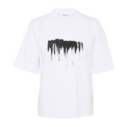 Grafisk Print Boxy Tee Bright White