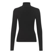 Svart Rollneck Puff Sweater