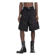 Cargo Denim Shorts med Flere Lommer