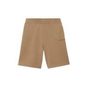 Beige Bomull Logo Print Shorts