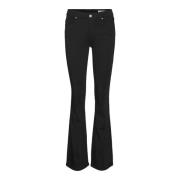 Svarte Flared Jeans med Morsom Twist