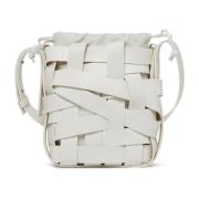 Hvit Bucket Bag med Flettet Design