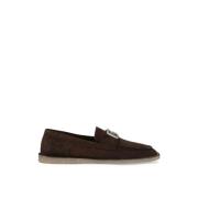 Logo Plaque Suede Loafers