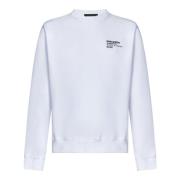 Hvit Crewneck Sweatshirt med Svart Skrift