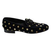 Luksuriøse Velvet Crown Broderi Loafers