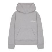 Boxy Hoodie med Logo Broderi