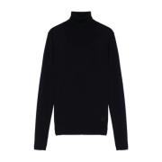 Navy Blue Wool Turtleneck Sweater