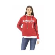 Chic Red Cotton Hoodie med Logo