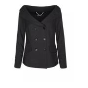 Sort Skinnende Blazer med V-Hals