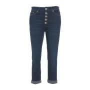 Rullede Cropped Jeans med Logo Tag