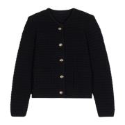 Klassisk Fransk Tweed Cardigan - Svart