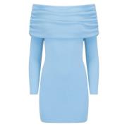 Arctic Blue Off-Shoulder Mini Kjole