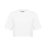 Logo Crop T-skjorte Hvit/Svart 100% Bomull