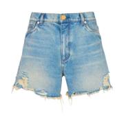 Denim Shorts med Brodert Logo