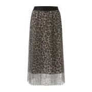 Leopardmønstret Midi Tulle Skjørt