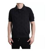 Silke Jacquard Polo T-skjorte med Logo Broderi