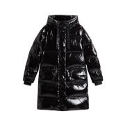 Super Glossy Lang Parka i Svart