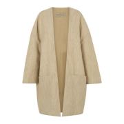 Beige Melange Ull Lin Oversized Jakke