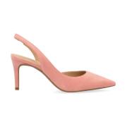 Flex Pump Slingback i rosa semsket skinn