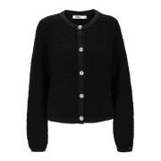 Sort Diana Boucle Cardigan med Gullknapper