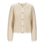 Hvit Diana Boucle Cardigan med Gullknapper