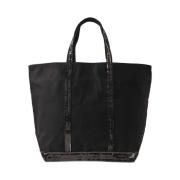 Svart Paljett Canvas Tote Bag