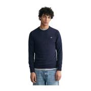 Blå Gant Superfine Lambswool Crewneck Sweater Strikk