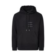 Svart Bomull Logo Hoodie med Snor