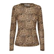 Leopardmønstret Mesh Bluse