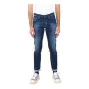 Skinny Fit Brukte Jeans med Metalllogo