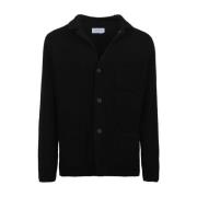 Svart Cardigan Sweater med Shawl Neck