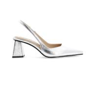 Sølv Metallic Slingback Pumps