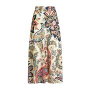 Paisley Print High-Waisted Flared Skjørt