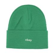 Grønn Ribbestrikket Beanie Lue