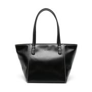 Casual Svart Skinn Tote Bag