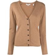 Brun V-hals Knappet Cardigan