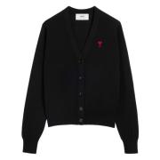 Svart Ull Casual Cardigan